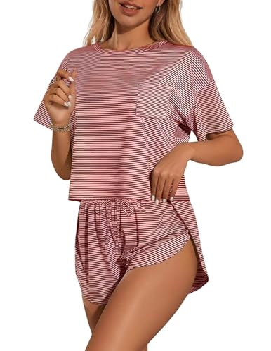 Image of Ekouaer Womens Pajama Sets Sexy Lounge Sets Side Split Short Pj Sets Cute Pjs 2 Piece Comfy Sleepwear Loungewear