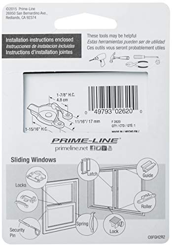Image of Prime-Line F 2620 Sash Lock, 1-15 /16 and 1-7 /8 in. Hole Centers, Fits Single /Double Hung Wood Windows, Diecast Zinc, White-Painted, (Single Pack) (Pack of 2)
