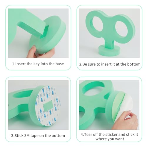 Image of Mint Green 3D Car Decal, EVA Material Wind Up Key Sticker for Back of Car Roof Decoration