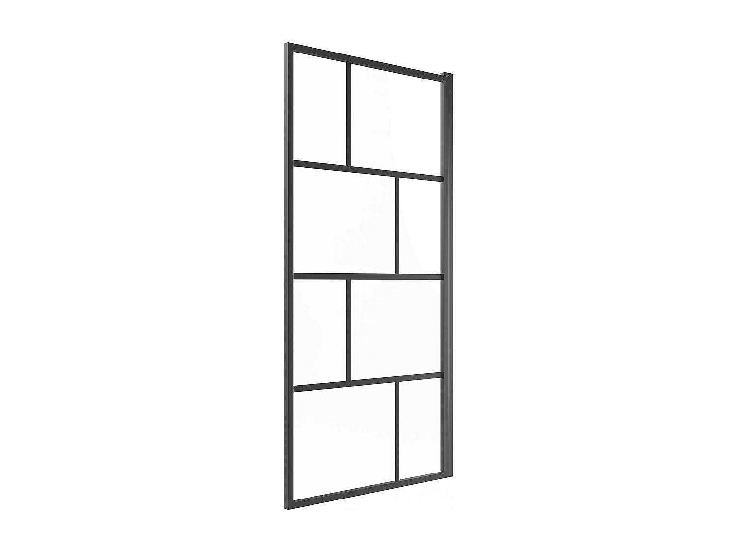 Vente-unique - Pare baignoire pivotant style industriel - 70 x 140 cm - Noir mat - Verre - RIVANON