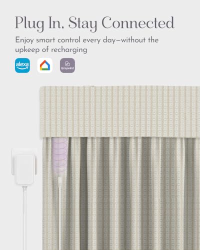 Image of Graywind Motorized Curtains with Track, Room Darkening Smart Curtains, Hardwired Curtains Compatible with Alexa Google Home Remote Control for Large Windows, Custom Drapes Up to 220 inch, Heritage (Bone)