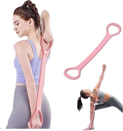 PRM Figure 8 Fitness Band - Heavy-Duty Elastic Resistance Bands with Non-Slip Grip, Adjustable Lengths for Upper Body, Core, Back, Arm & Shoulder Workouts - Yoga, Pilates [ Multicolor Pack of 1 ]