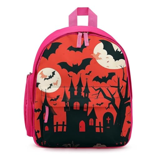 Halloween Backpack for Men Women, Durable Small Bookbag Lightweight Daypack for Travel, Hiking, Pink-style
