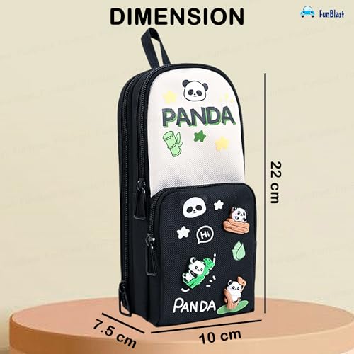 Image of FunBlast Pencil Pouch for Kids, Girls - Panda Large Capacity Multipurpose Stationery Zipper Pouch for Kids & Adults, Kawaii Aesthetic Pencil Case Organizer, Cute School Supply Bag