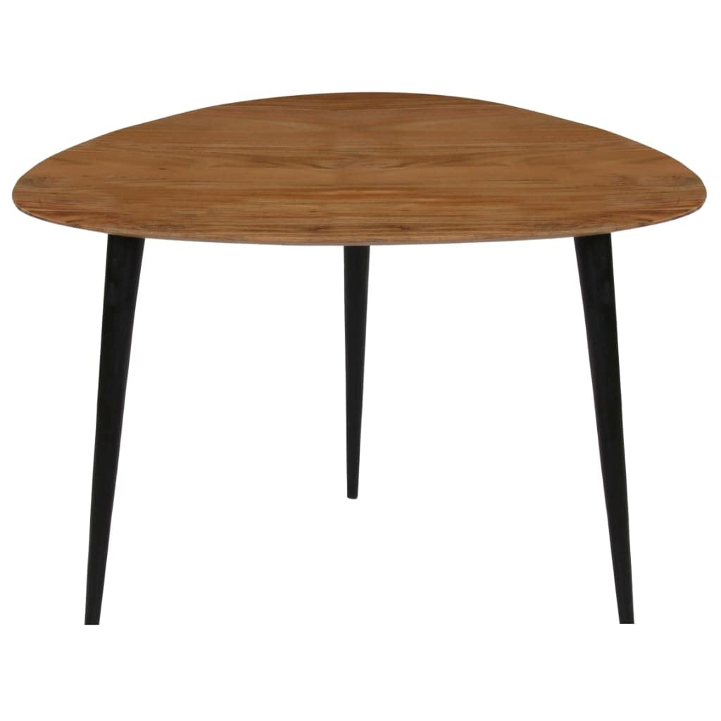 Juego de mesa de café de 3 piezas, madera de acacia, vintage, antigua, con patas de acero, 70 x 70 x 40 cm, 50 x 50 x 35 cm, 45 x 45 x 30 cm, triangular, ahorra espacio, hecha a mano, para