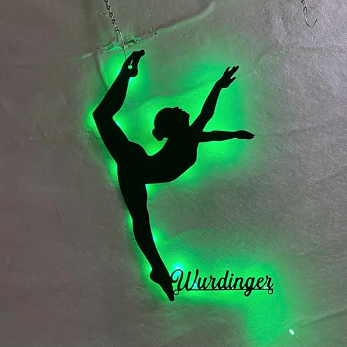 CALCCI Custom Text Metal Sign - Custom Modern Dance Metal Wall Art LED Lights Personalized Girl Ballet Dancing Name Sign Home Decor Dancer Kids Nursery Decoration Birthday, Black