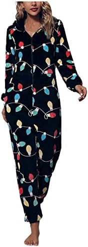 Women's Cute Sherpa Romper Fleece Onesie Pajama One-Piece Zipper Plus Size Hooded Jumpsuit Plush Sleepwear Playsuit