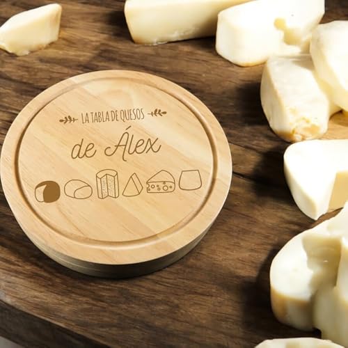 Miniatura 2 de Calledelregalo Regalo Personalizado: Tabla De Quesos Grabada Con El Nombre Que Tú Quieras Y Divertidos Motivos De Quesos