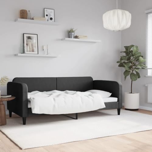 sephironlbb Sofá cama de 90 x 190 cm de tela negra versátil con marco de metal resistente para sala de estar, habitación de invitados, diseño moderno, comodidad