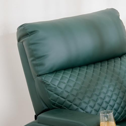 Image of Home Centre | Asher Faux Leather 1-Seater Recliner | Recliner for Living Room | Solid Wood | Green | 2 Year Warranty
