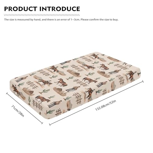 Image of Western Crib CE Sheet for Boys & Girls - Horse, Standard Crib Mattress Size, Breathable & Soft Fitted Sheet in Navajo Tribal Pattern