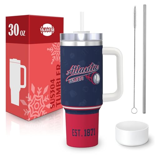 Image of Atlanta 30 oz Tumbler with Handle and Straw,Car cup,Coffee Mug,100% Leakproof Insulated Tumbler with Lid and Straw,Made of Stainless Steel,Cup Holder Friendly Base,Classic Collection Gifts for Fans
