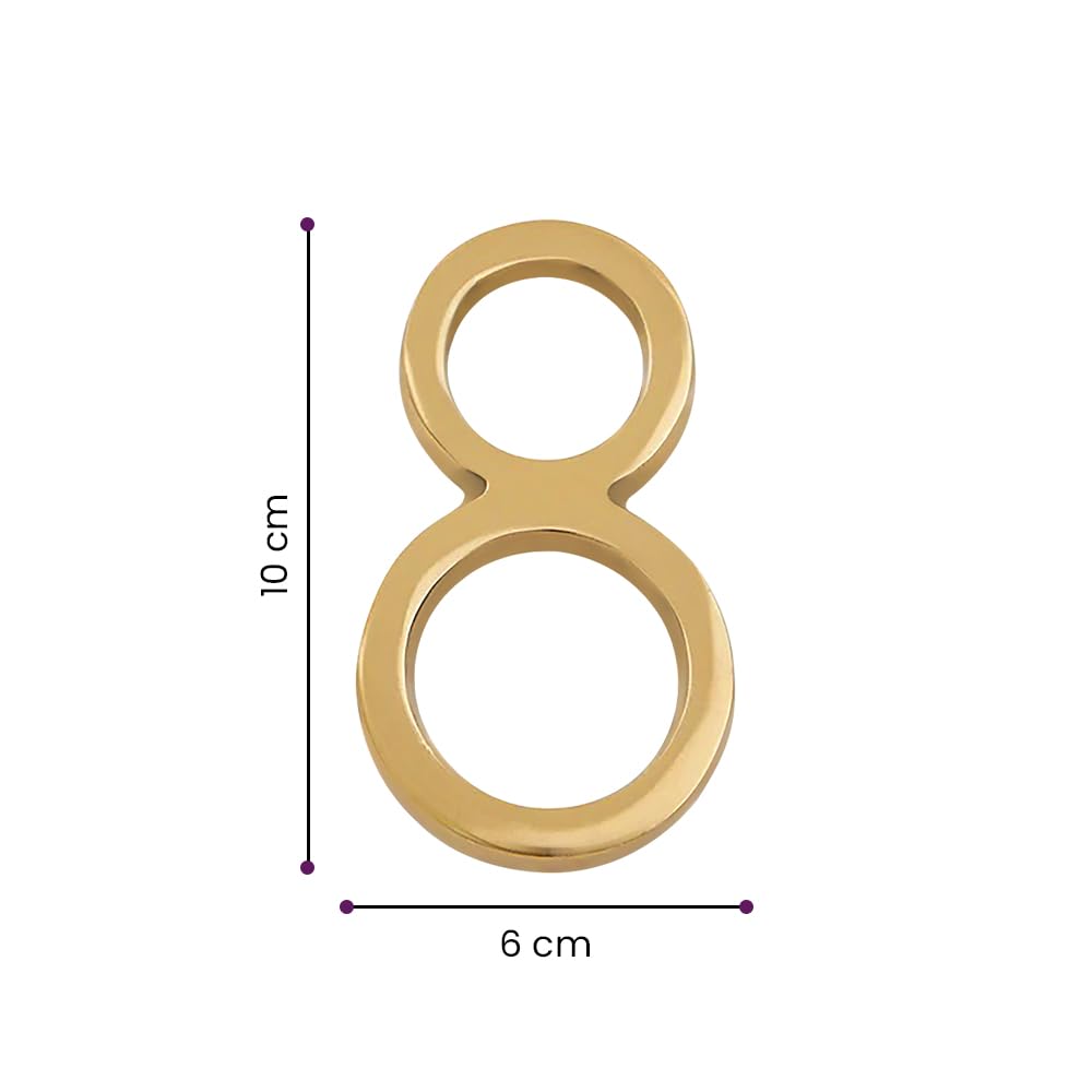 DecorTwist® Metal House Number for Outdoor Golden Home Hotel Door Numbers for Gate Outside Lodge Apartment College Library Rack Number 4" Inch Height [Number 8] — Amazon image 2
