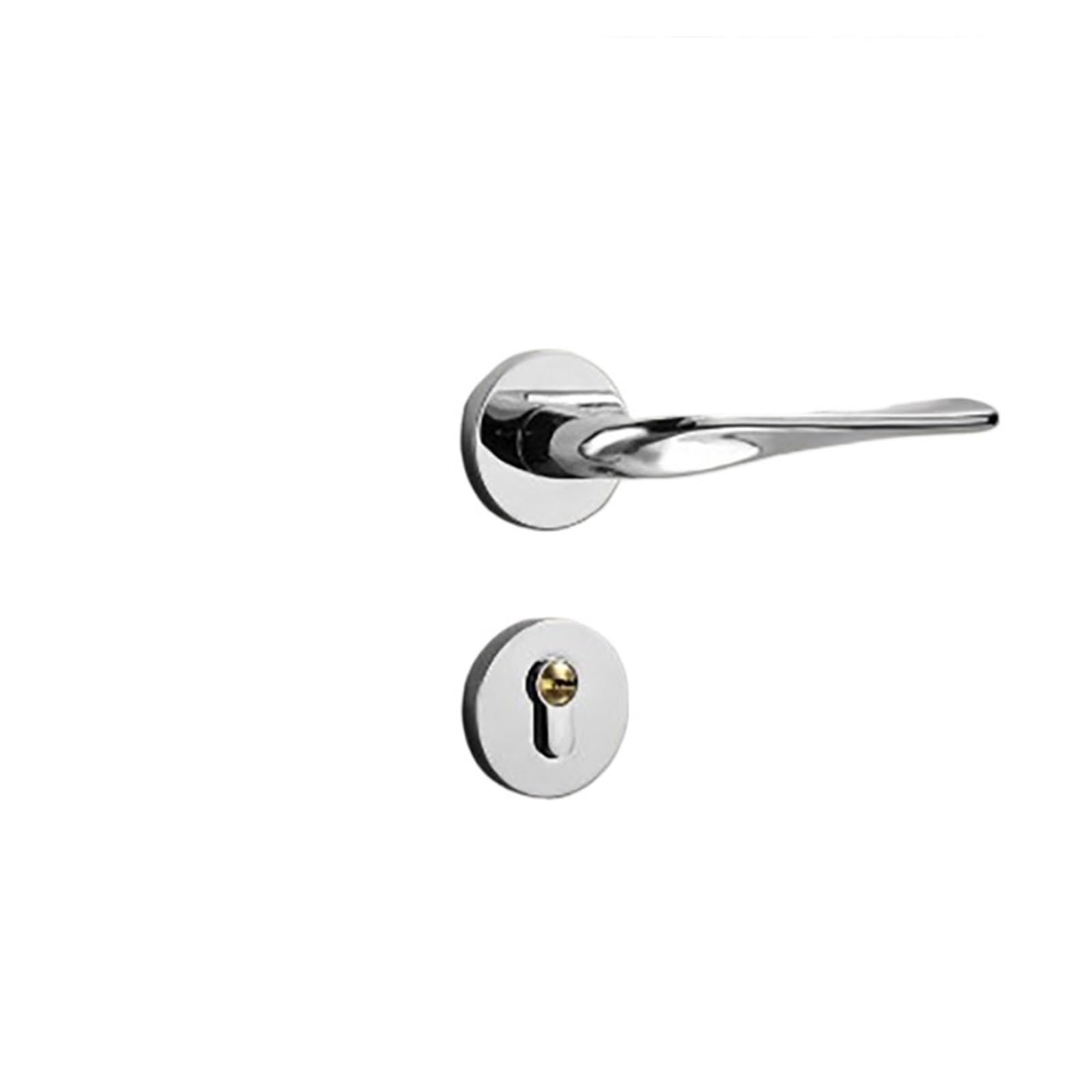 Style Bedroom Door Lock Indoor Modern Room Simple Split Silent Set Home(Bright Chrome)