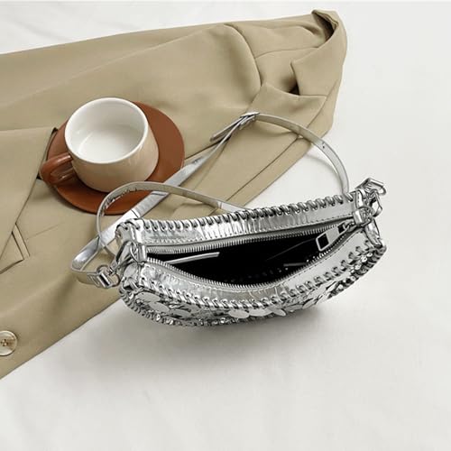 Sequin Purse Sparkly Sequin Purse Y2K Crescent Bag Bling Crossbody Shoulder Bag Zipper Trendy Gift Women Girls4