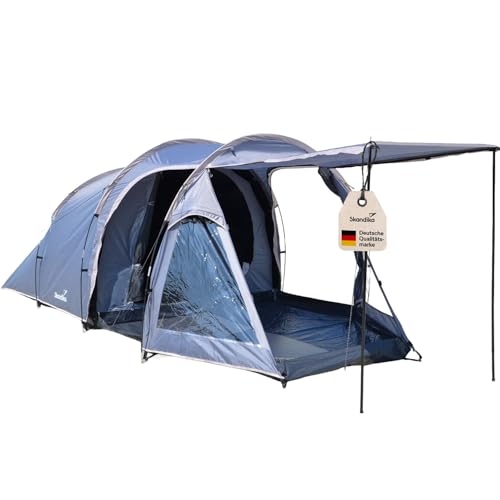 Skandika Tunnelzelt Helgver 3 Sleeper | Festival Zelt für 3 Personen, großer Vorraum, Sleeper Technology, wasserdicht, 3000 mm Wassersäule, Schwarze Schlafkabine | Zelt für Festival, Camping, Outdoor