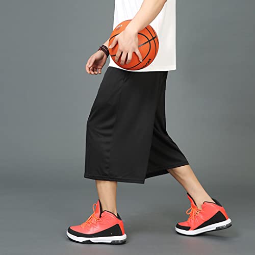 Long Basketball Shorts Men Big and Tall 3X Summer Activewear Casual Mens Workout Black Summer Wear3