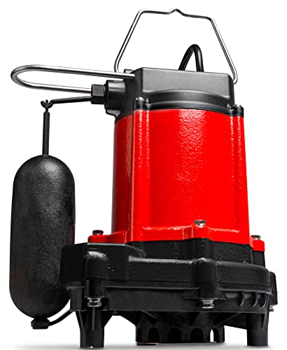 Red Lion Rl-50Sc 1/2 Hp, 115-Volt, 4000 Gph, Cast Iron Sump/Effluent Pump With Snap-Action Float Switch, Red, 14942653 #TOP24