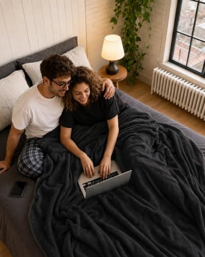 Good Nite Kuscheldecke Flauschig, Decke Tagesdecken Sofadecke XL Wohndecke Fleecedecke 150x200cm Schwarz Soft Warme Decken, Fluffy Blanket – Ansicht 8