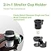 Lusinus Stroller Cup Holder Compatible with YOYO/YOYO2/YOYO3 – 2-in-1 Adjustable Double Cup Holder with 360° Rotating Clamp – Fits Baby Bottles, Coffee Cups, Travel Mugs
