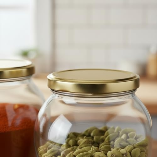 Image of ginoya brothers - Kitchen Glass Jar (5, 1000 Ml. Pot Shape Jar)
