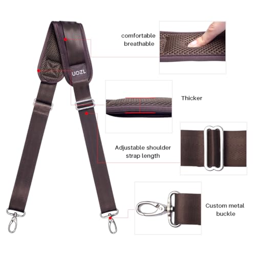 Image of 59 Inch Shoulder Straps, Soft with Ultra-Thick Fixed Shoulder Pad, Two Way Independently Adjustable Buckle Replacement Straps for Laptop Bag Messenger Bag Tool Bag Luggage,Brown