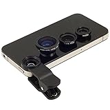 Black Universal Clip-on 180 Degree 3 in 1 Camera Lens for iPhone 5 5S 4 4S 6 Samsung Galaxy S5/S4/S3 Note 4/3/2