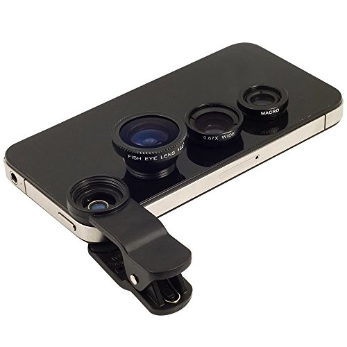 Black Universal Clip-on 180 Degree 3 in 1 Camera Lens for iPhone 5 5S 4 4S 6 Samsung Galaxy S5/S4/S3 Note 4/3/2