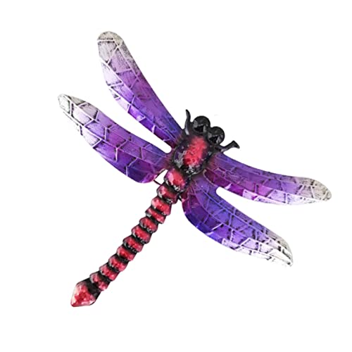 Cabilock Decoración De Pared De Hierro Con Libélula Colgante Arte Metálico Creativo Para Jardín Terraza y Salón Adorno Ligero y Pintado Color Púrpura