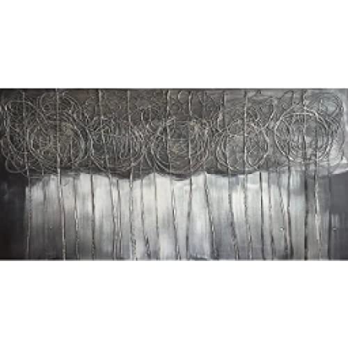 Peinture moderne paysage or gris pour salon chic et épuré 50x100cm