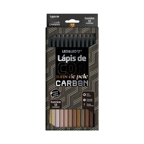 Lápis de Cor Carbon 12 Cores Tons de Pele Redondo Leo&leo