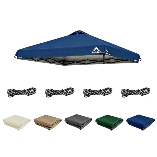 8x8ft Canopy Replacement Top Cover with Air Vent UV Protected & Waterproof Pop-up Canopy Roof Adjustable Elastic Straps for Outdoor Patio Garden Sun Shade Tent (Frame not Include) (Blue)