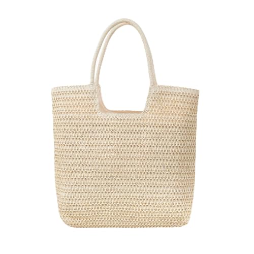 Image of Long Keeper Beach Bags for Women Summer Straw Bag with Zipper Woven Shoulder Handbag Beach Tote Bags for Travel Vacation