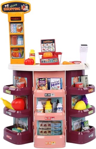 SPIRITUAL HOUSE Supermarket Store for Kids Gifts, Kitchen Playset with Cash Register Scanner, 44 Pieces Ice Cream Shop Luxury Grocery Store Playset with Scanner, Shopping Stall for Kids SPIRITUAL HOUSE Supermarket Store for Kids Gifts, Kitchen Playset with Cash Register Scanner, 44 Pieces Ice Cream Shop Luxury Grocery Store Playset with Scanner, Shopping Stall for Kids