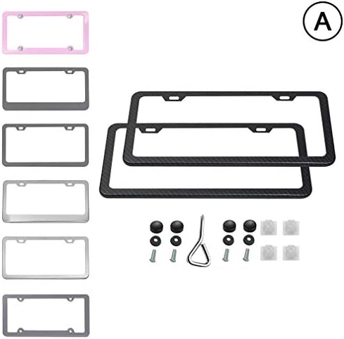 Ibetter 2 PCS Thick Slim Carbon Fiber License Plate Frames, Car Licence Plate Holder Covers with Bolts, Washers and Screw Caps for US Standard (2 Holes Slim Carbon Fiber)
