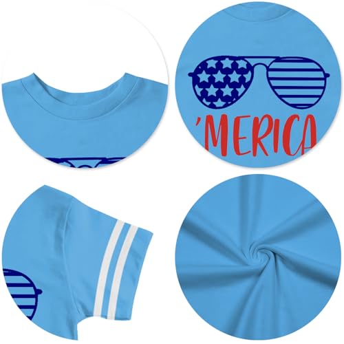 Image of Ithalt Toddler Boys Girls American Flag Shirts 4th of July Tshirt Kids USA Patriotic Tee Independence Day Outfit(3-7y)