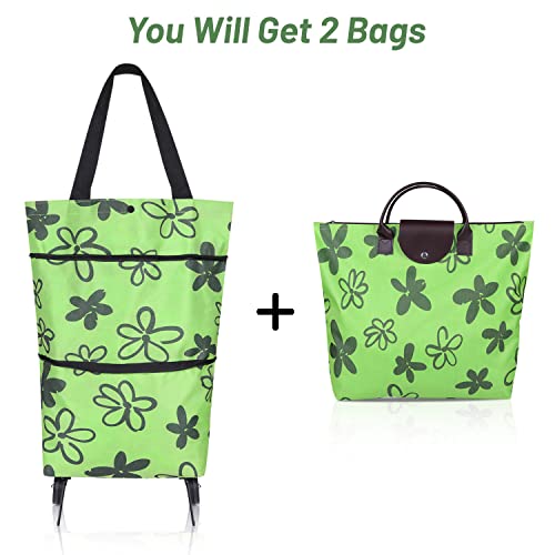 NymphFable Faltbare Trolley-Taschen Faltbare Einkaufstasche mit Upgrade-Rädern Tragbarer Einkaufstaschen-Trolley – Bild 5