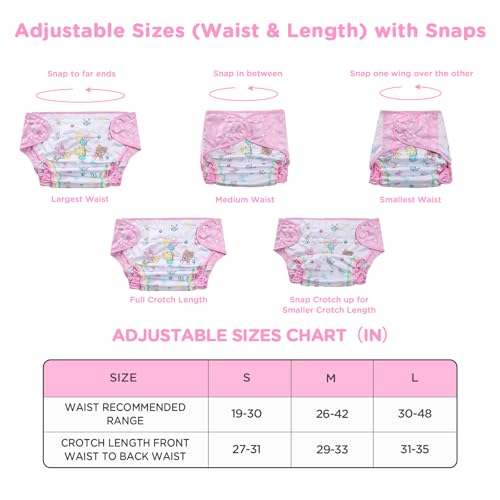 Image of Littleforbig Washable Adjustable Reusable Waterproof Cloth Adult Diaper Wrap Cover - Baby Cuties M
