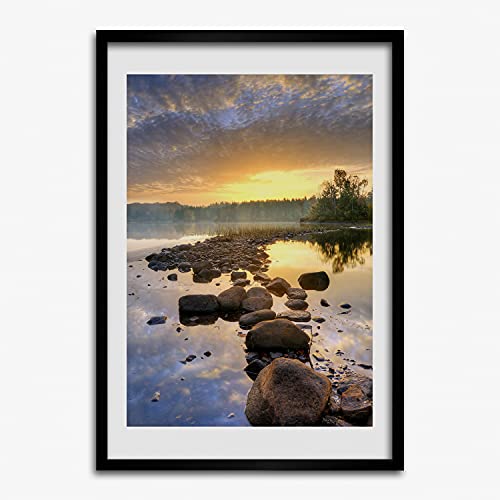Cadre MDF 50x70 cm Tulup avec photo de lac pour décoration moderne