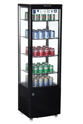 METRO Professional Vitrina Refrigerada GGC3235B, 51.5x48.5x169 cm, 235 L, 4 Estantes Ajustables, con 4 Ruedas, Negro