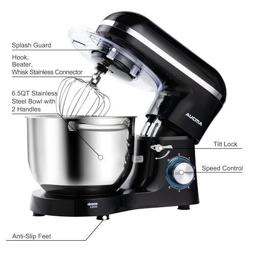 Aucma 6.5QT Stand Mixer, Black