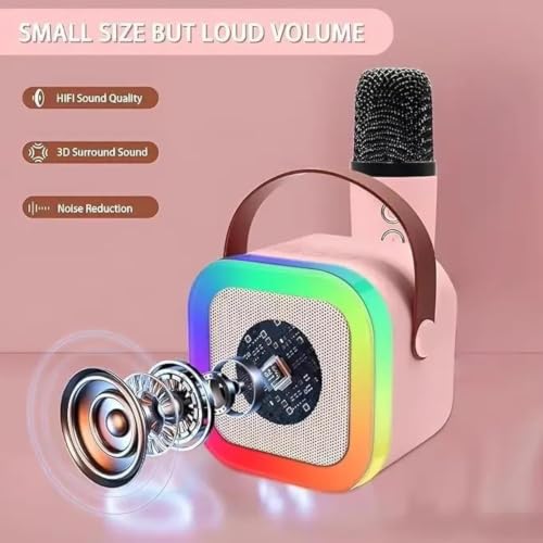 Image of Wireless Karaoke Microphone with Speaker, Portable Bluetooth Karaoke Machine for Kids, Mini Karaoke Machine, Rechargeable Mini Singing Speaker with LED Lights, Mic & Speaker Set |