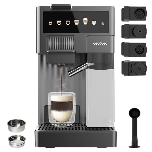 Cecotec Macchina per Caffè Espresso - Macchina Caffè a Capsule FreeStyle Latte T. 1350W, 20Bar, Serbatoio 1,6L di Acqua e 400ml di Latte, Compatibile con Caffè Macinato, Dolce Gusto, Nespresso e K-Fee