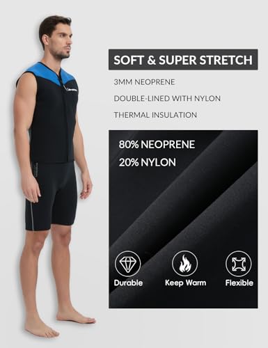Lemorecn Mens Wetsuit Top Premium Neoprene 3mm Zipper Wetsuit Vest miniatura 2