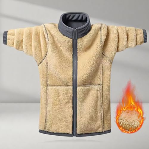 Cambkatl Mens Stand Collar Casual Fleece Jackets - Zip Up Long Sleeve Sherpa Lined Warm Winter Outdoor Coat with Pockets4
