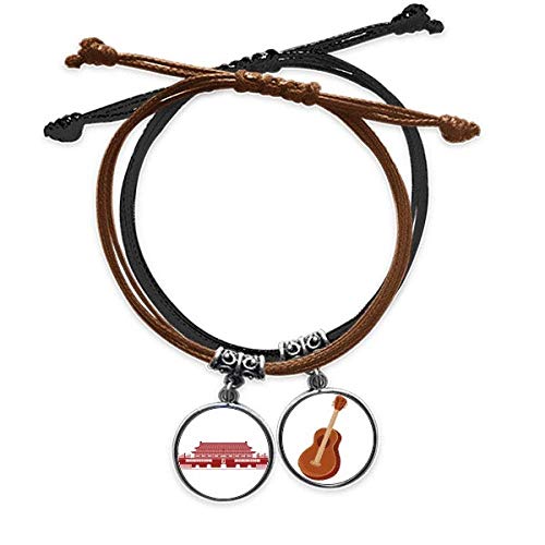 Pulsera de cuerda Mao y Tiananmen de cuero con diseño de guitarra ajustable
