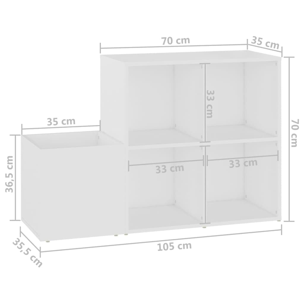 Szafka na buty do korytarza, biała, materiał drewnopochodny, 105 x 35,5 x 70 cm, regał na buty z drzwiami, komodą, do przedpokoju, przedpokoju, systemu porządkowania, mebli