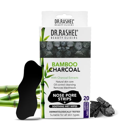 DR.RASHEL Bamboo Charcoal Nose Pore Strips | Activated Charcoal | Painless Blackhead Removal, Oil Control &amp; Deep Dirt Cleansing | 20 PCS