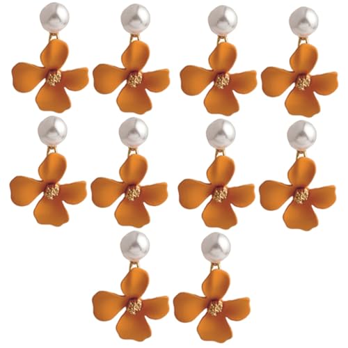 Pendientes de flores y perlas minimalistas para mujeres