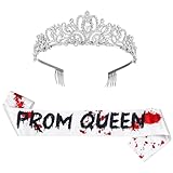 Lyrow 2 Pcs Halloween Prom Crowns and Sashes Corpse Cosplay Set Spooky Queen Zombie Prom Set Headwear for Party (Fresh Style)